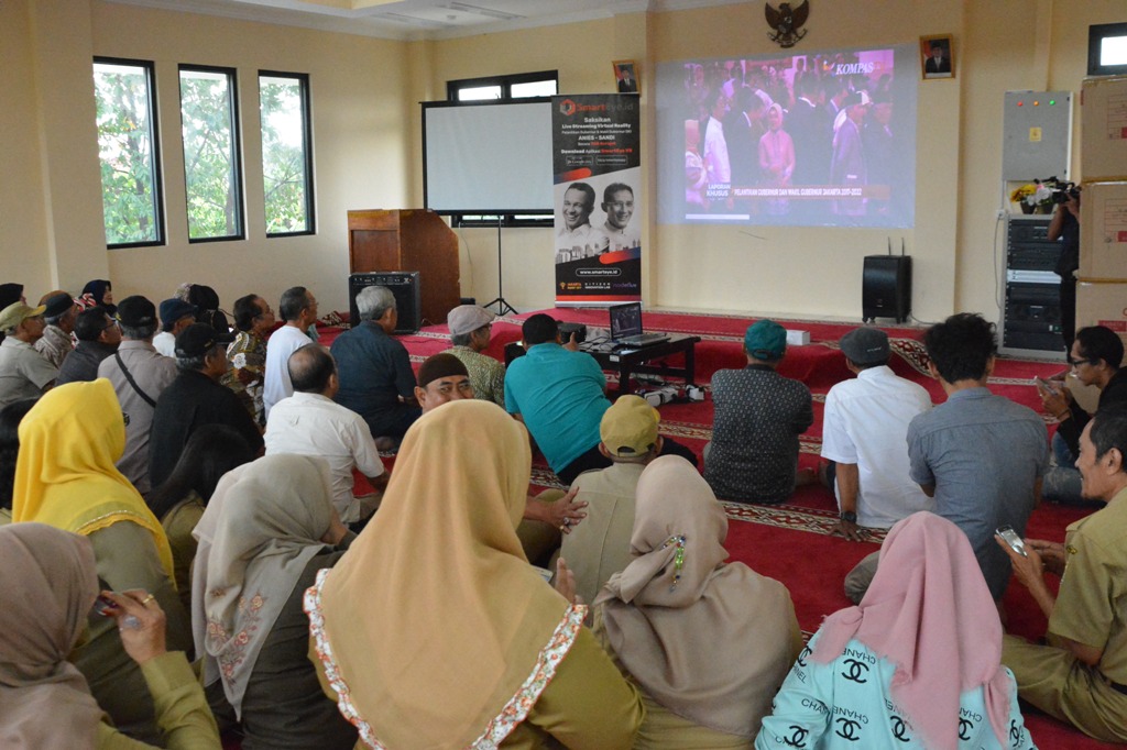 Meriah, Nobar Pelantikan Gubernur Dan Wagub Di Kelurahan Pondok Kopi