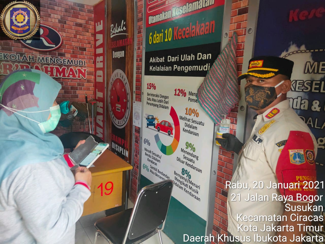 Satpol PP Kelurahan Susukan Cek Protokol Kesehatan di Kawasan Perkantoran