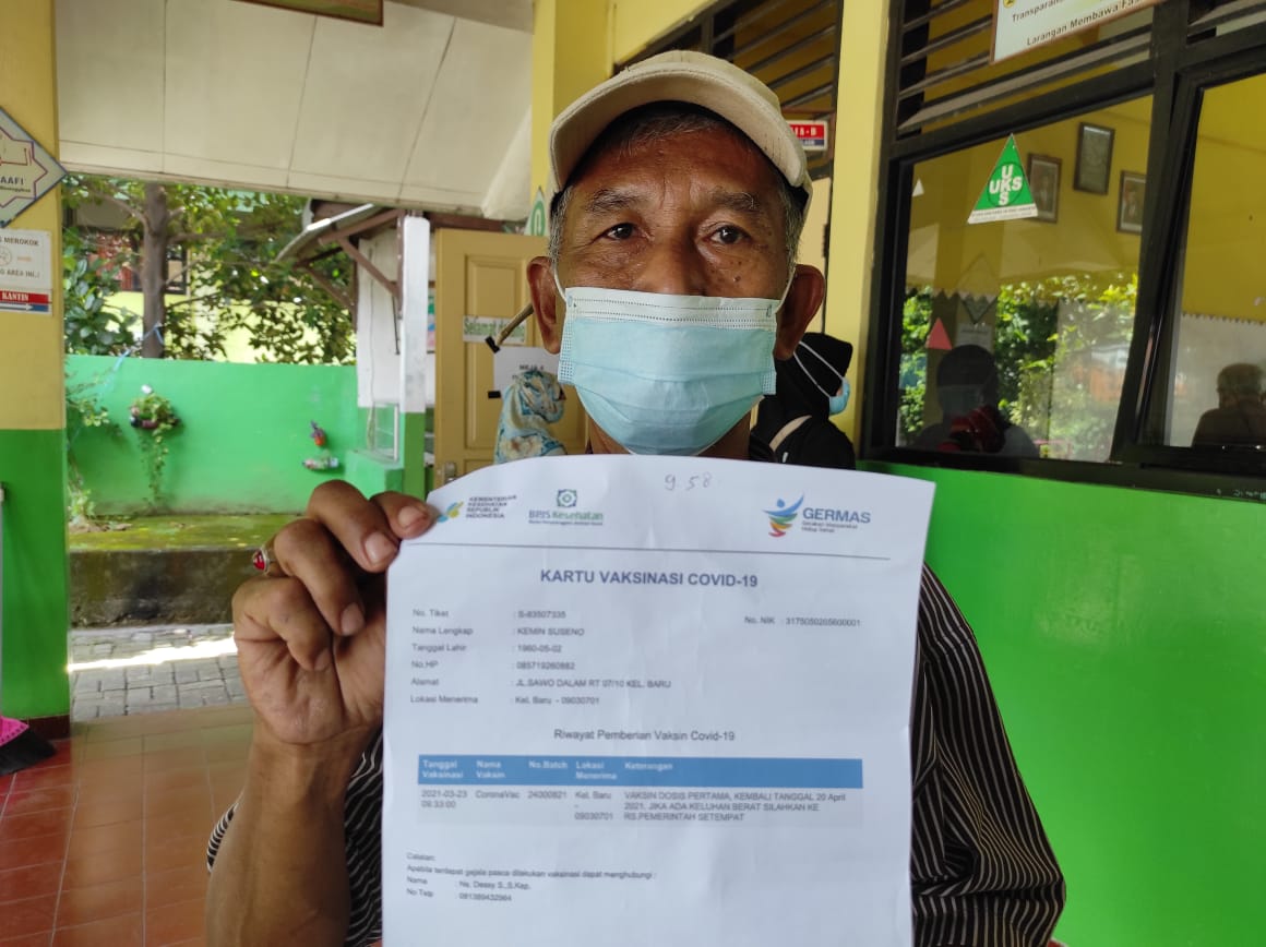 74 Lansia Kelurahan Baru Dapatkan Dosis Pertama Vaksinasi Covid-19 Dinamis