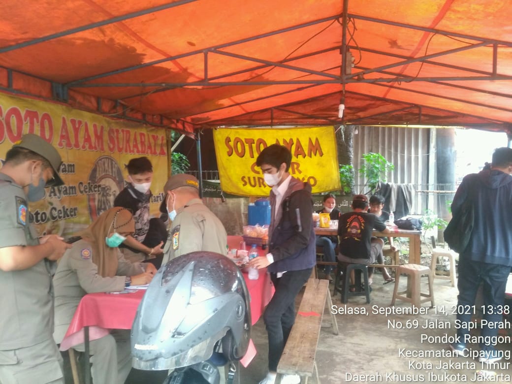 Satpol PP Kelurahan Pondok Ranggon Sidak Prokes Tempat Usaha