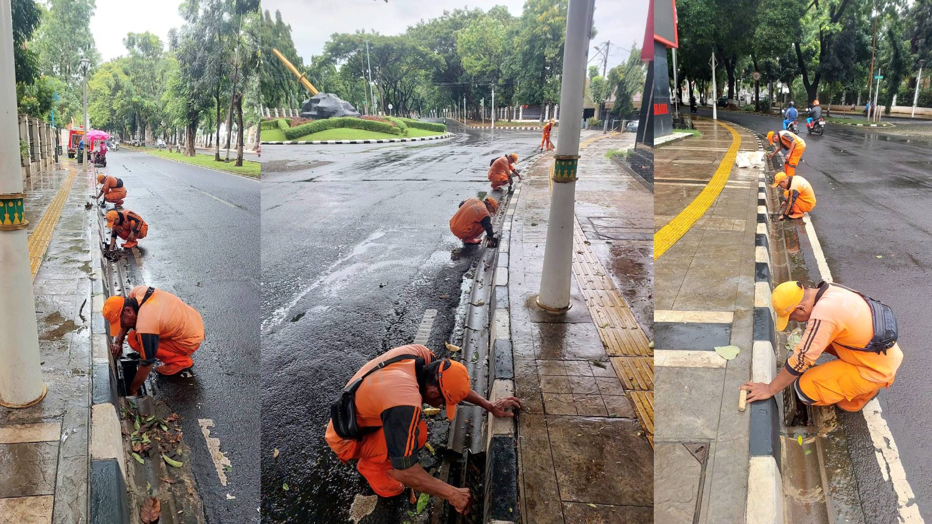 Cegah Genangan, Personel PPSU Kelurahan Cijantung Bersihkan Tali-tali Air