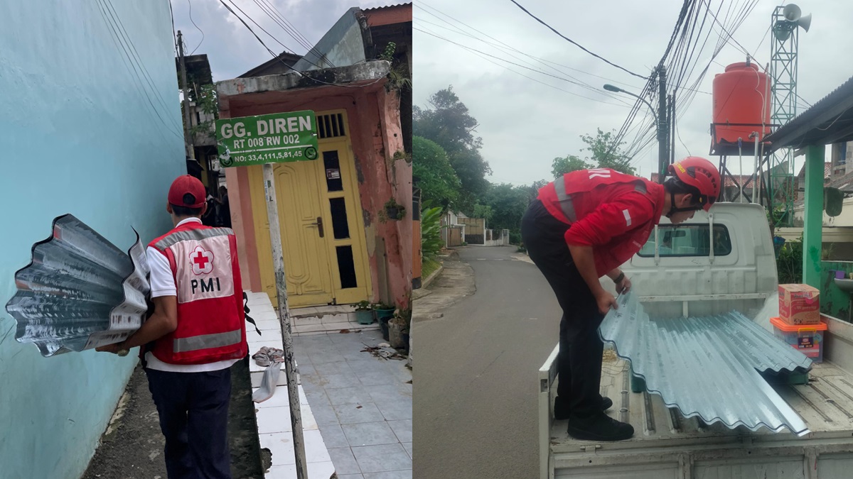 PMI Jakarta Timur Bantu Warga Kelurahan Setu yang Atap Rumahnya Roboh